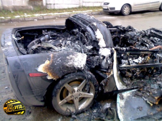 Illustration for article titled Decadent American Corvette Burned By Ukrainian Proletariat
